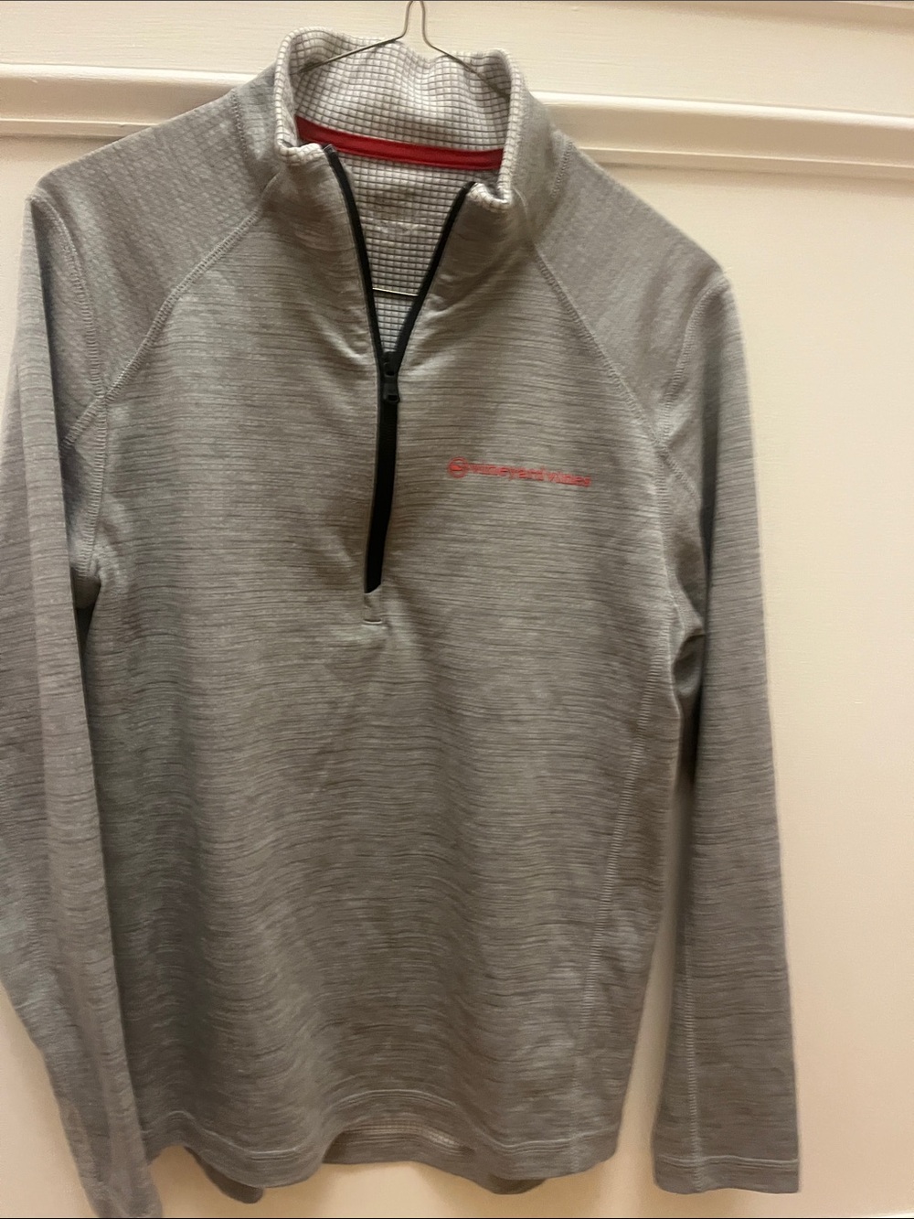 Vineyard Vines Gray Half-Zip Pullover with Coral Logo